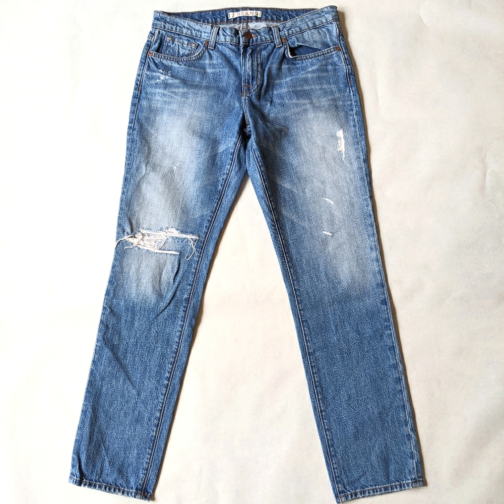 J BRAND Medium Wash Distressed Straight Leg Jeans